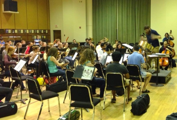The Tallahassee Composers Orchestra rehearsing the Concerto for Tenor Pan in C. Photo by Bryan McNamara.