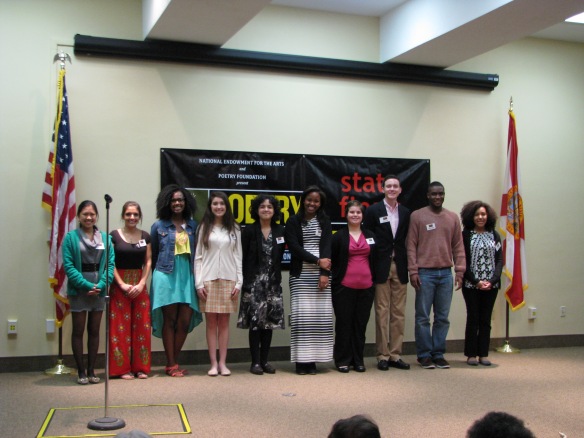 After the first two rounds, ten students were selected to read a third poem in the final round. 