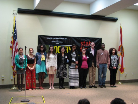 After the first two rounds, ten students were selected to read a third poem in the final round. 