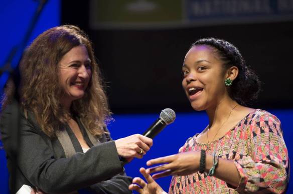 National Champion Anita Norman interviewed by Neda Ulaby from National Public Radio. Photo by James Kegley, used with permission of the National Endowment for the Arts.